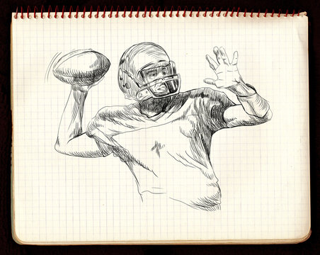 american football game (pitch ball) - black lines version