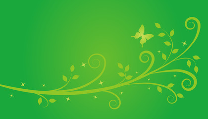 Ivy pattern with butterfly -green-