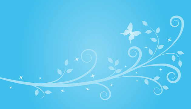 Ivy pattern with butterfly -blue-