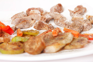 meat with grilled vegetables