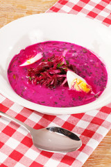 Cold vegetable soup with beet