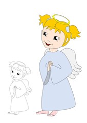 cartoon praying angel