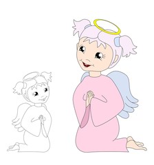cartoon praying angel