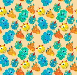 Keuken foto achterwand Fantasiefiguren kleurrijk monster naadloos patroon