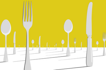 Surreal Cutlery Landscape Illustration