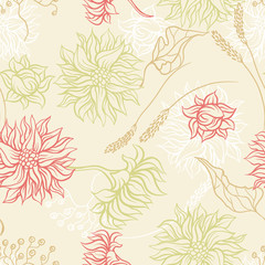 Seamless pattern with flowers. Vector background for you design.