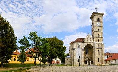 Panorama with catholic church in alba iulia