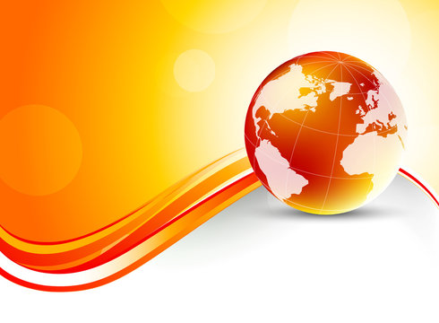 Orange background with globe