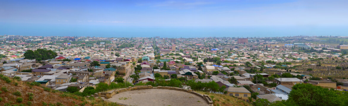 Panorama of Derbent - 5000 years old town. Dagestan. Russia.