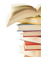 Stack of books isolated on white background