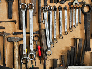 neatly organized tools on a wall