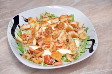 Caesar salad with shrimp