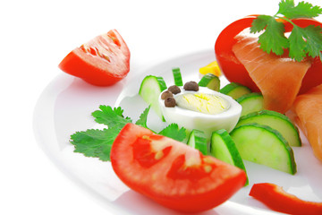 smoked salmon on white