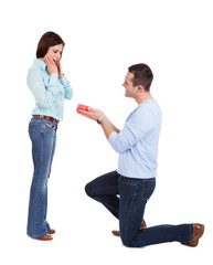 Young man giving present to his girlfriend