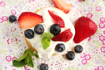 Cake and fruits