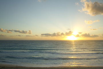 sunset at cancun, mexico