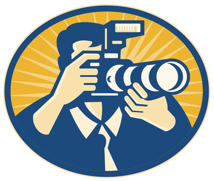 Fototapeta Photographer DSLR Camera Shooting Retro