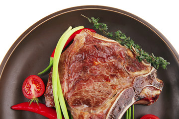meat food : roast rib on dark dish