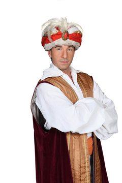 Man In An Arabian Sultan Costume