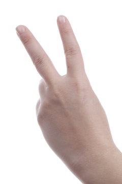 Hand show peace sign