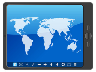 PC tablet with world map