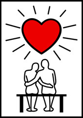 Line art illustration of a couples in love