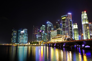 Plakat Singapore cityscape at night
