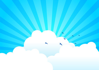 Clouds with light burst as the background