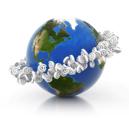 3D earth with e-mail ring.