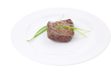 meat food : roast beef fillet mignon served on white