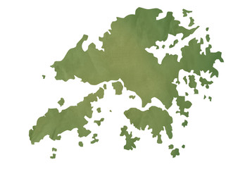 Old green map of Hong Kong Islands