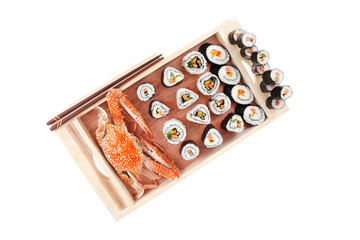 California Roll with Avocado Salmon and live crab