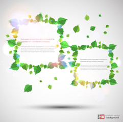 Frame with fresh green leaves. Vector