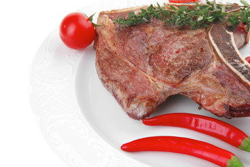 meat food : grilled beef spare rib on white dish