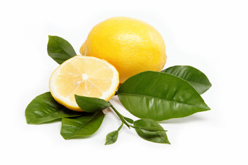 Fresh fruit. Lemon, isolated on a white background.
