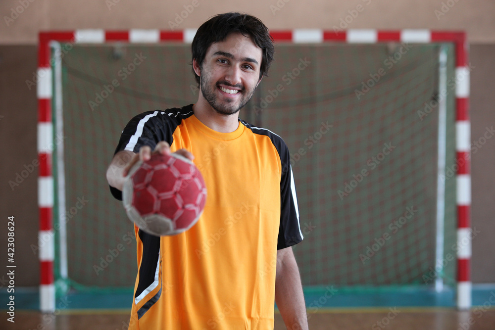 Wall mural player holding ball