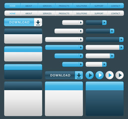 Blue and grey web design elements.