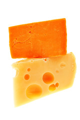 two pieces of french gourmet cheeses