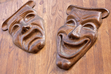 theater wooden mask background concept