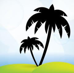 Tropical vector background with palm tree