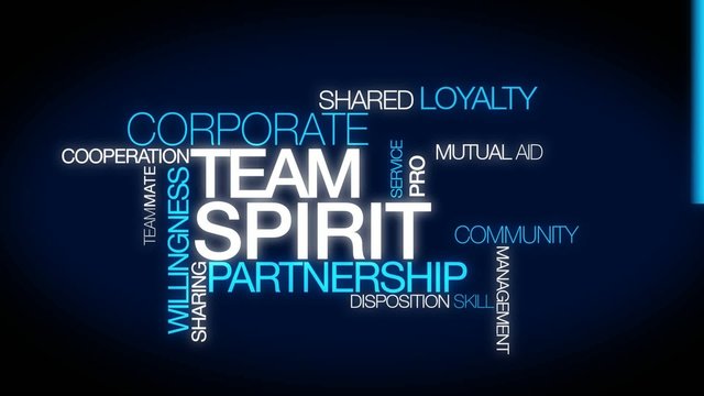 Team spirit partnership word tag cloud animation