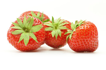 Fresh strawberries isolated on white