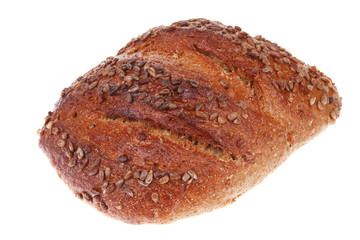 loaf of french rye bread topped with sunflower