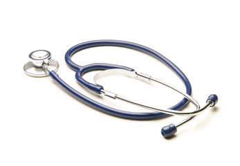 A lonely medical stethoscope isolated on a white background