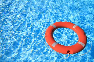 Life belt floating on water