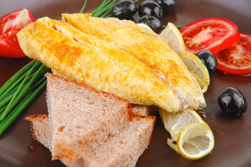 served roast golden fish fillet