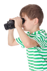 Boy holding binoculars