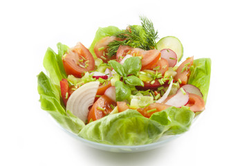 fresh spring vegetables salad in bowl