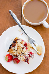 Dessert pie with cherries and strawberries