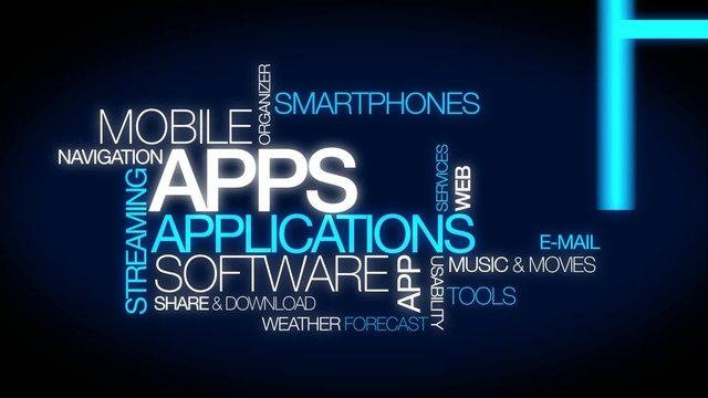 Mobile Apps software application tag cloud animation